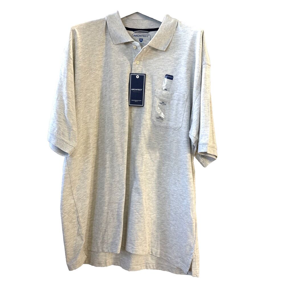 Architect Men's Gray Short Sleeve Polo Shirt Pocket - XXL - NWT